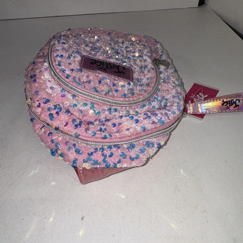 Justice Preowned Girls Mini Backpack/Silver Sparkle - Picture 3 of 4